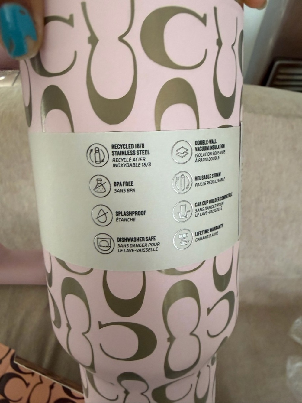 Pink Coach Stanley Cup with Box and Straw - Picture 9 of 9
